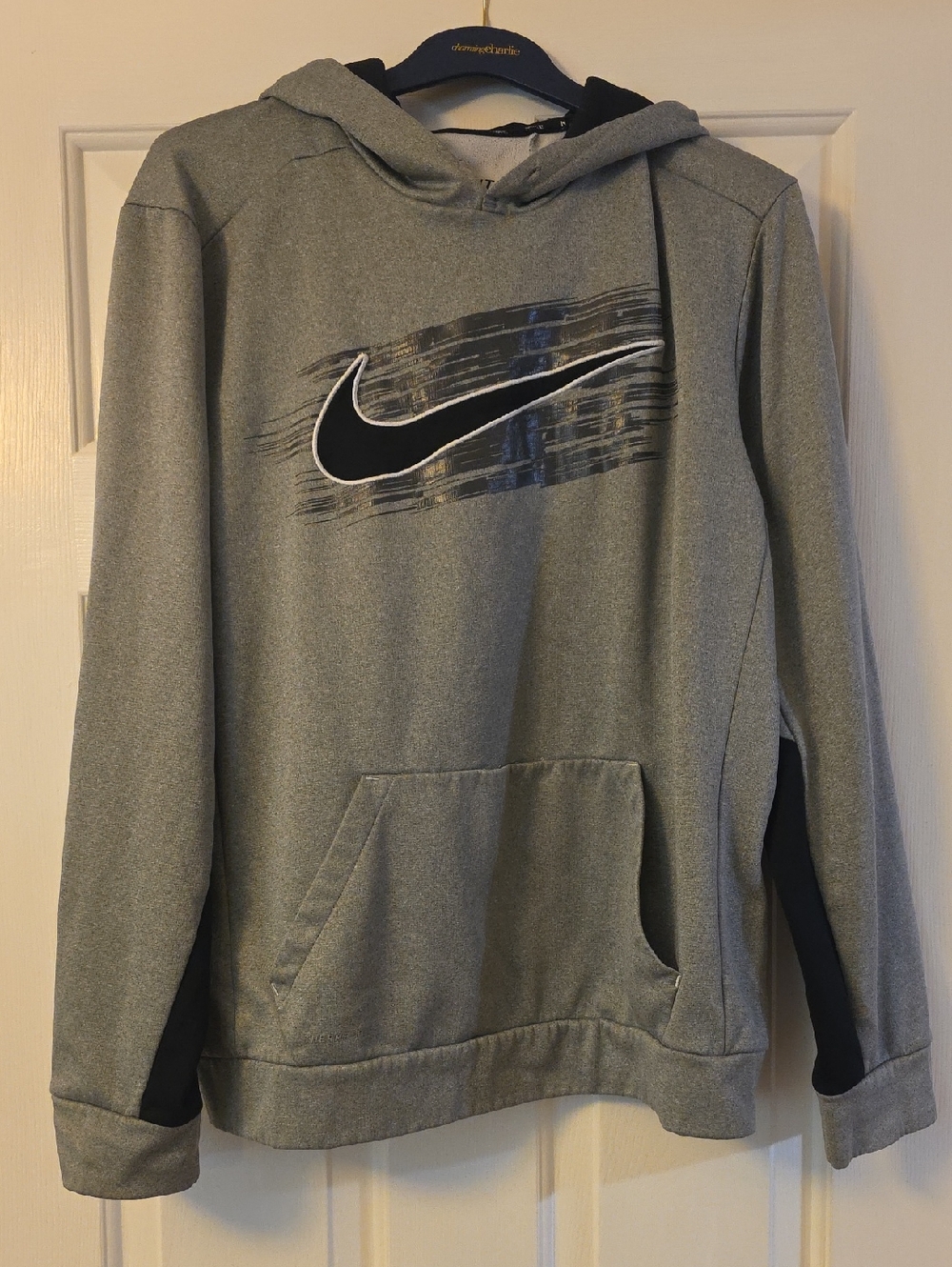 Nike Gray Hooded Pullover with Black Swoosh